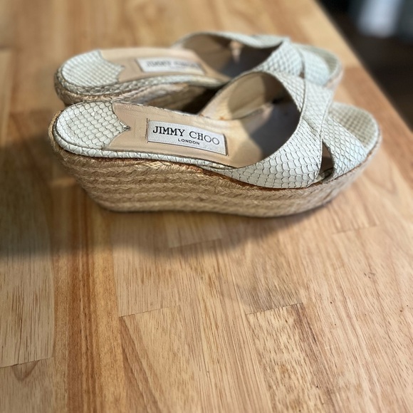 Jimmy Choo White Wedge Espadrilles - Picture 4 of 5